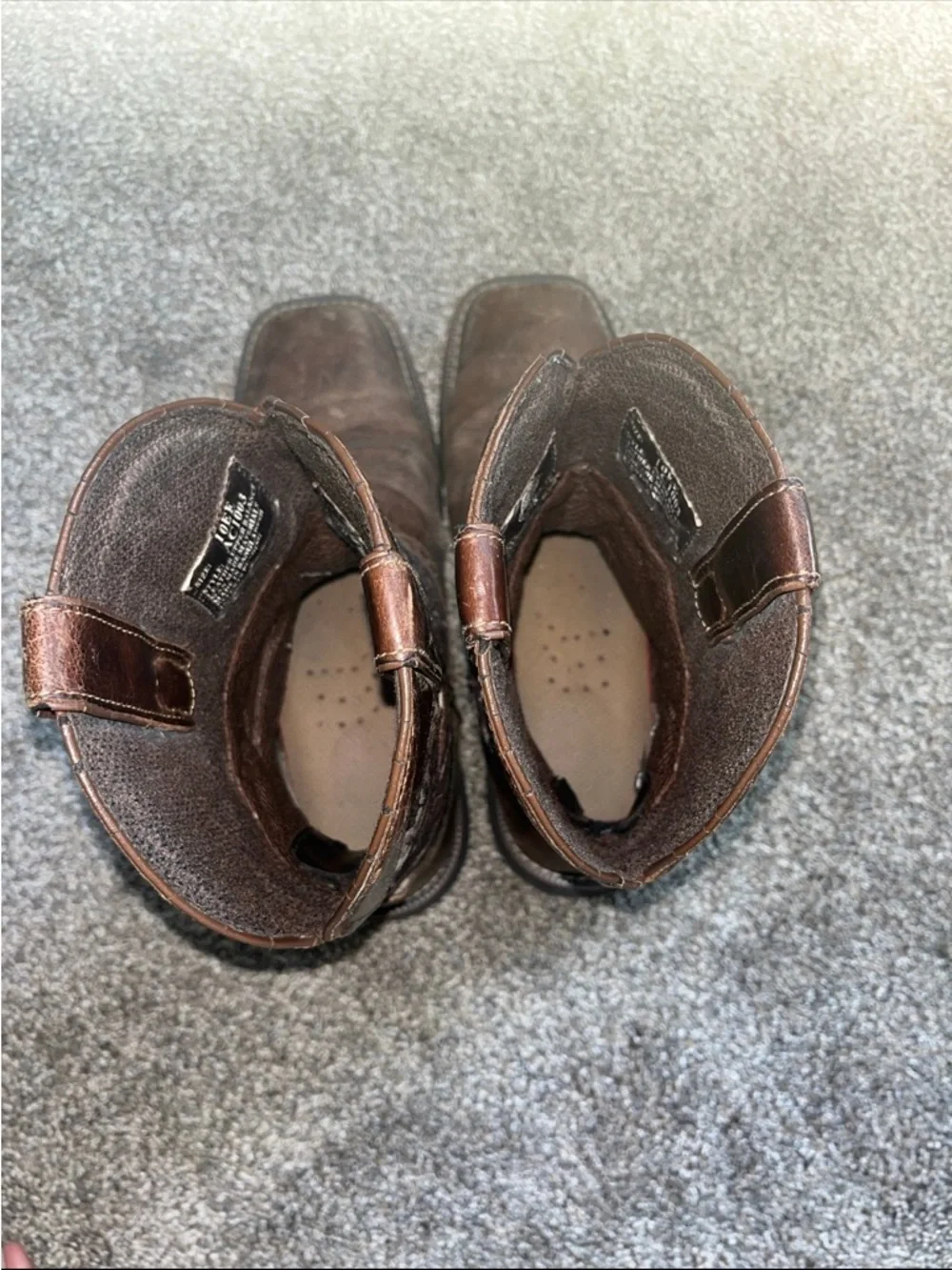 Justin Original Work Boots Mens 10EE Steel Toe Brown Camo Pull On AC1003 Wide